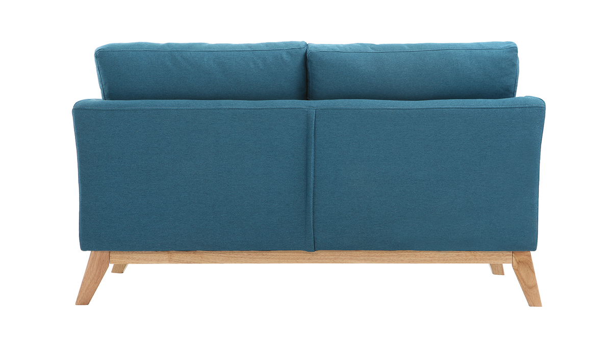 Sofa skandinavisch 2 Pltze Blaugrn helle Holzbeine OSLO