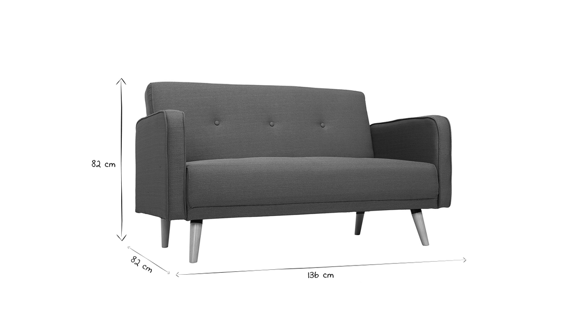 Sofa skandinavisch 2 Pltze Dunkelgrau ULLA