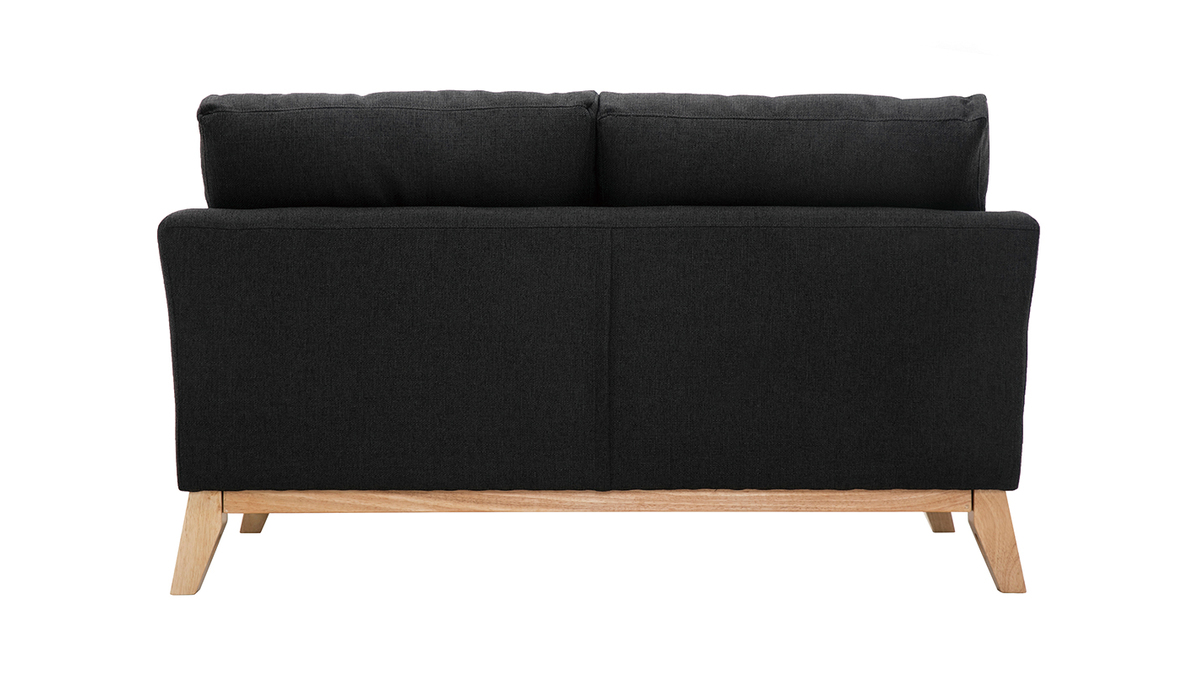 Sofa skandinavisch 2 Pltze Dunkelgrau und helle Holzbeine OSLO