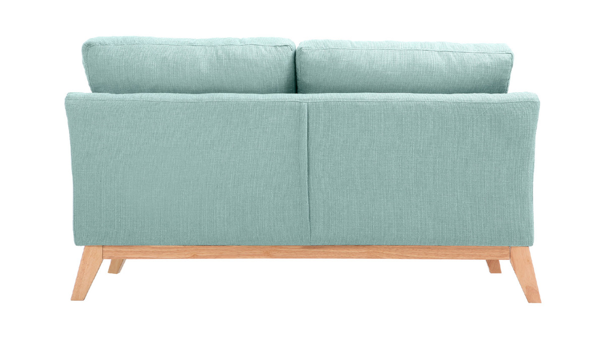 Sofa skandinavisch 2 Pltze Lagunenblau und helle Holzbeine OSLO