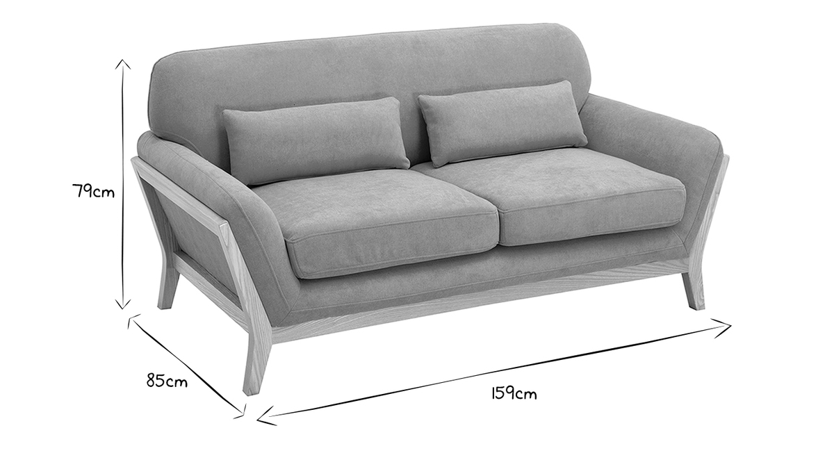 Sofa skandinavisch 2 Pltze senfgelb Holzbeine YOKO
