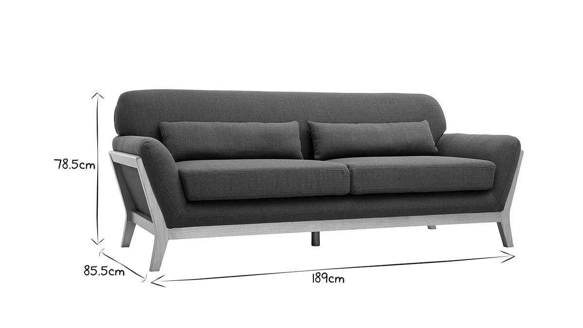 Sofa skandinavisch 3 Pltze Khaki YOKO