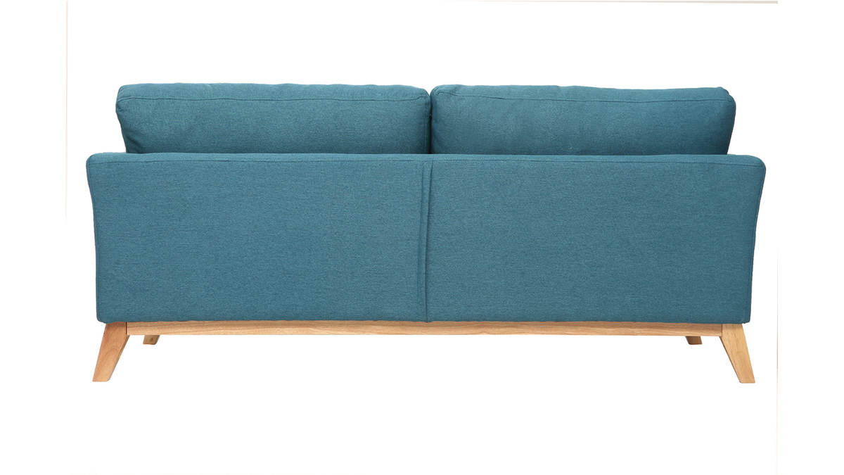Sofa skandinavisch 3 Pltze Miliboo-Blau Holzbeine OSLO
