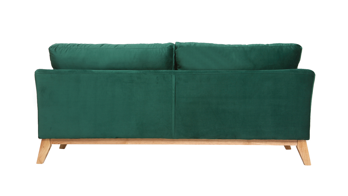 Sofa skandinavisch 3 Pltze Samt midnight green Holzbeine OSLO