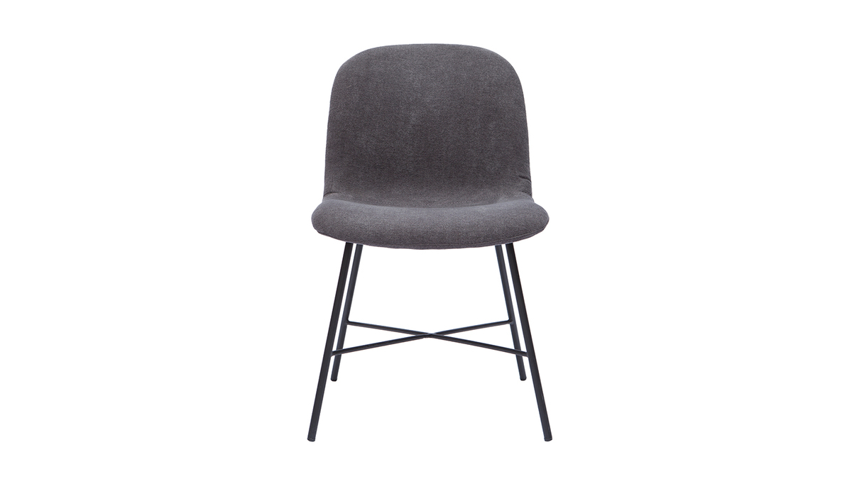 Stuhl aus Stoff mit Samteffekt in Dunkelgrau und schwarzem Metall ARCADE
