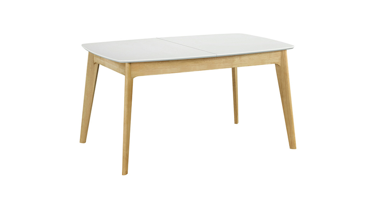 Tisch ausziehbar skandinavisch Wei und Holz Lnge 140-180 cm MEENA