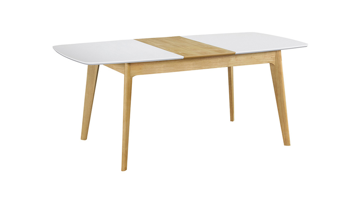 Tisch ausziehbar skandinavisch Wei und Holz Lnge 140-180 cm MEENA