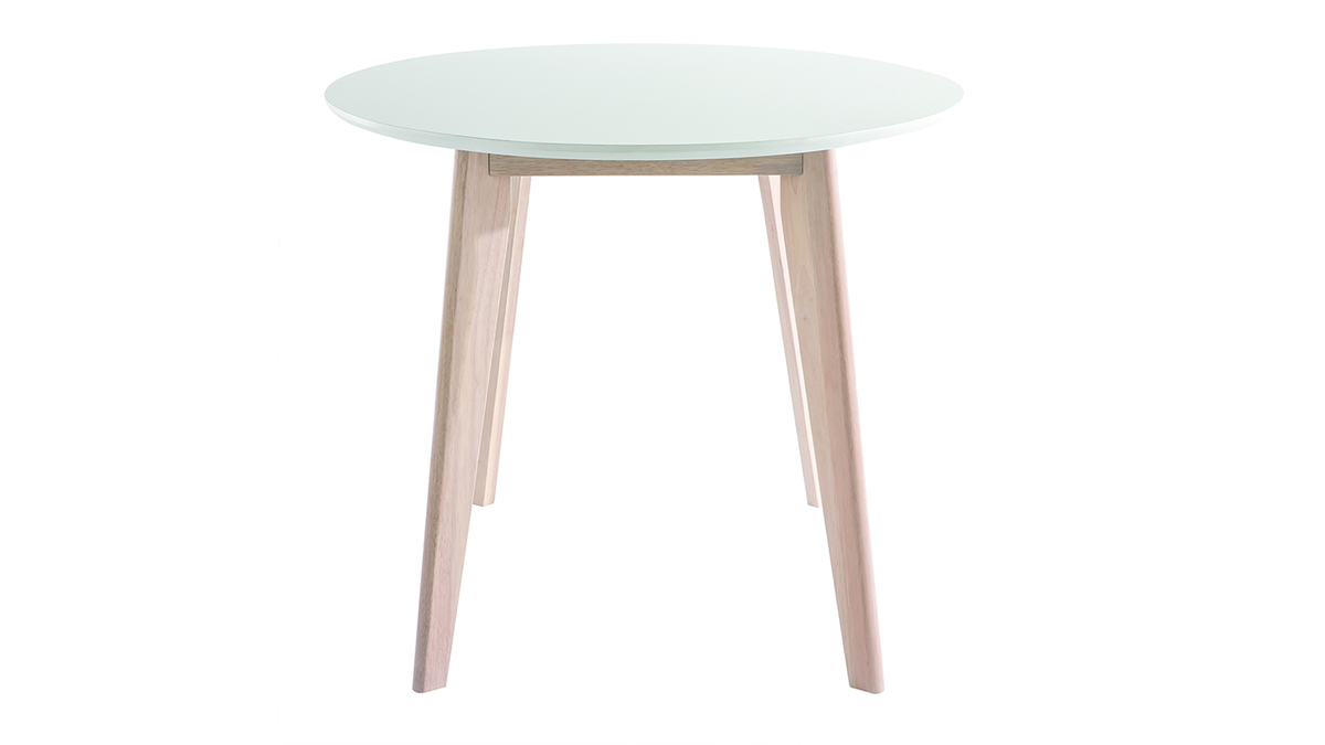 Tisch oval 150 cm Wei und helles Holz LEENA