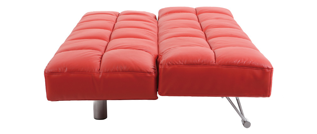 Verstellbares Sofa / Schlafsofa MANHATTAN aus Leder � dreisitzig - rot