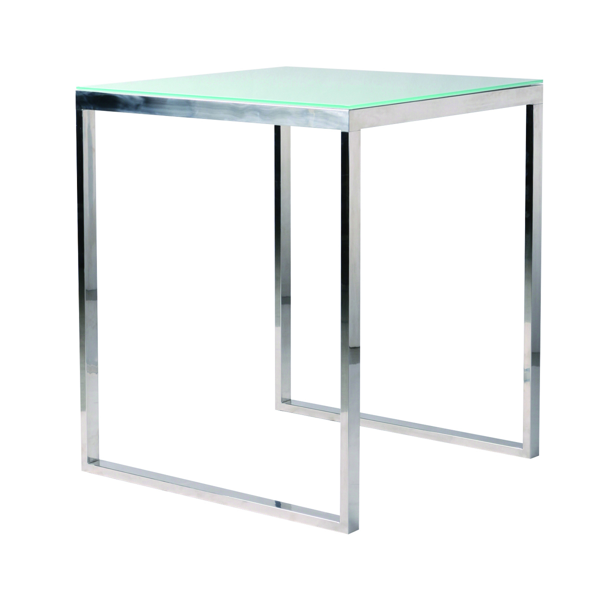 Viereckiger Bartisch / Hochtisch INOLA 90 cm aus Edelstahl und geh&auml;rtetem Glas
