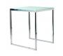 Viereckiger Bartisch / Hochtisch INOLA 90 cm aus Edelstahl und geh&auml;rtetem Glas