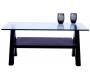 Viereckiger Design Salontisch / Couchtisch NEW BAILEY - Farbe Wenge - Platte aus geh&auml;rtetem Glas