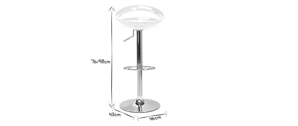 Wei&szlig;e Barhocker / K&uuml;chenhocker Design COMET - Satz von 2