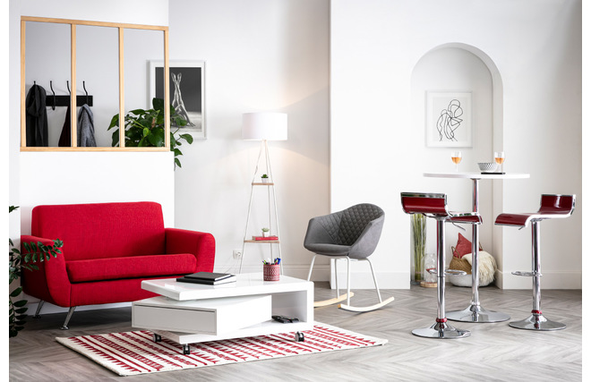 Wei&szlig;e Barhocker / K&uuml;chenhocker Design WAVE - Satz von 2