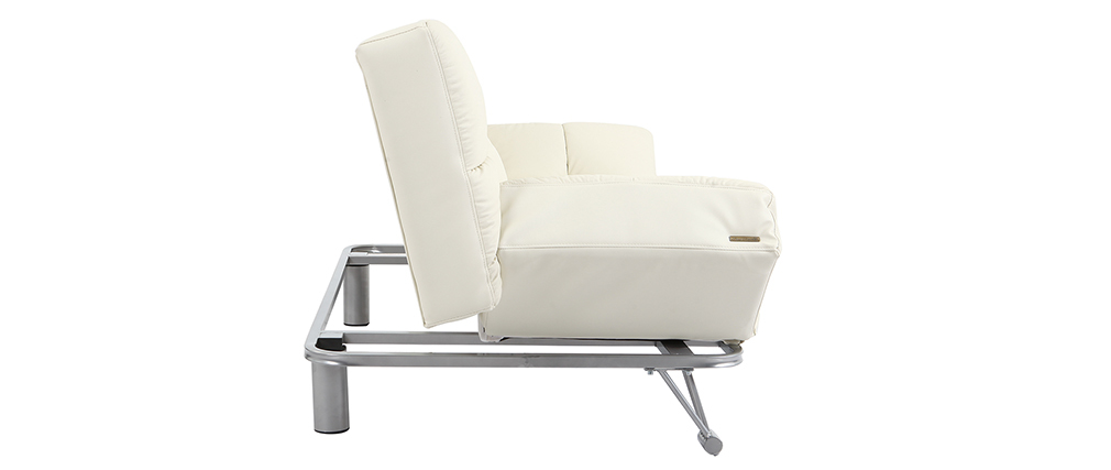 Wei&szlig;es verstellbares Sofa / Schlafsofa  Manhattan aus Leder - dreisitzig