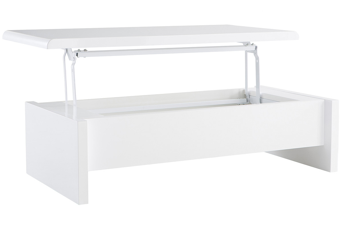 Weisser hochklappabarer Designer Couchtisch mit Verstauungsraum LOLA 