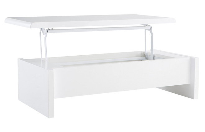 Weisser hochklappabarer Designer Couchtisch mit Verstauungsraum LOLA 