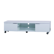 Weisses Design Fernsehm&ouml;bel LEA auf Rollen - 170 cm -  2 F&auml;cher und 2 Schubladen image pub1