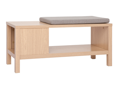 Sitzbank in Eiche mit Kissen und offener Nische B100 cm GUMBY