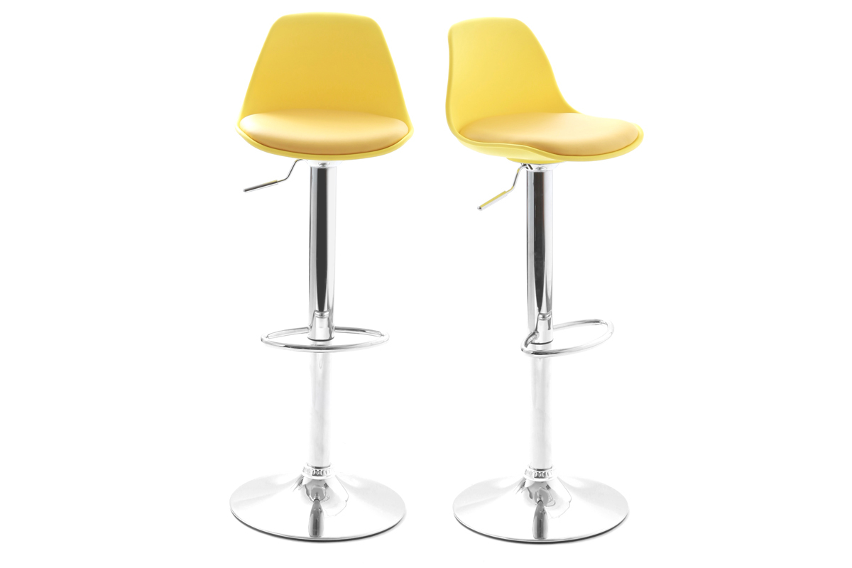 2 Design-Barhocker STEEVY Gelb