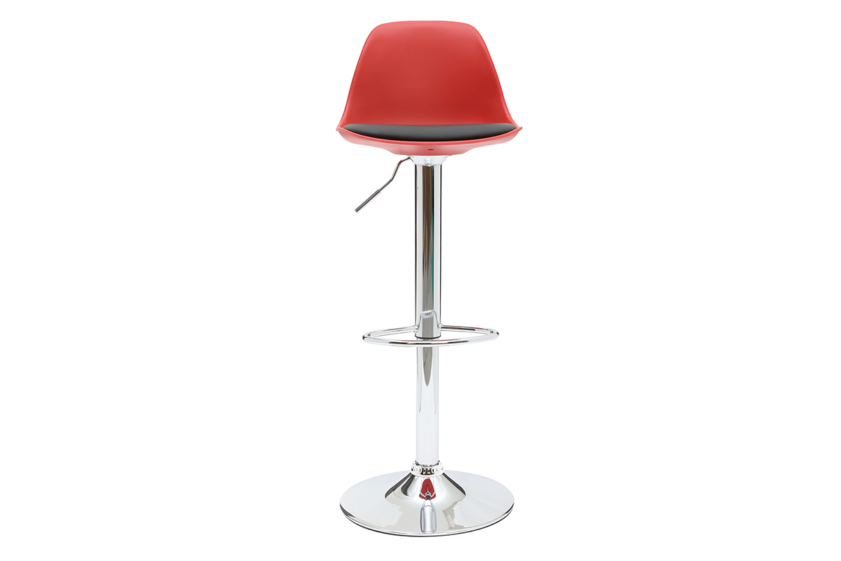 2 Design-Barhocker STEEVY Schwarz und Rot