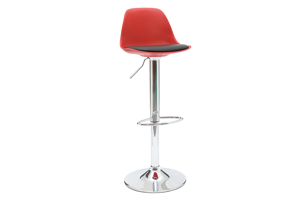 2 Design-Barhocker STEEVY Schwarz und Rot