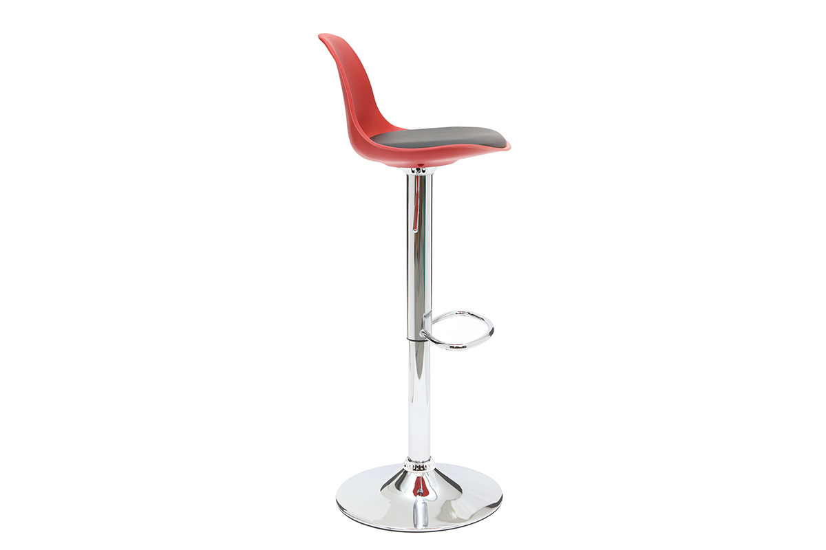 2 Design-Barhocker STEEVY Schwarz und Rot