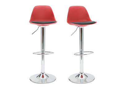 2 Design-Barhocker STEEVY Schwarz und Rot