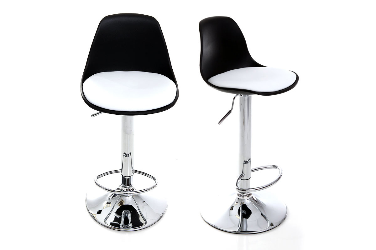 2 Design-Barhocker STEEVY Schwarz und Wei