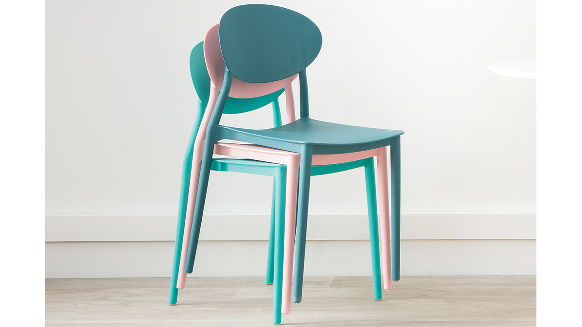 2 Design-Stühle blaugrün Polypropylen ANNA
