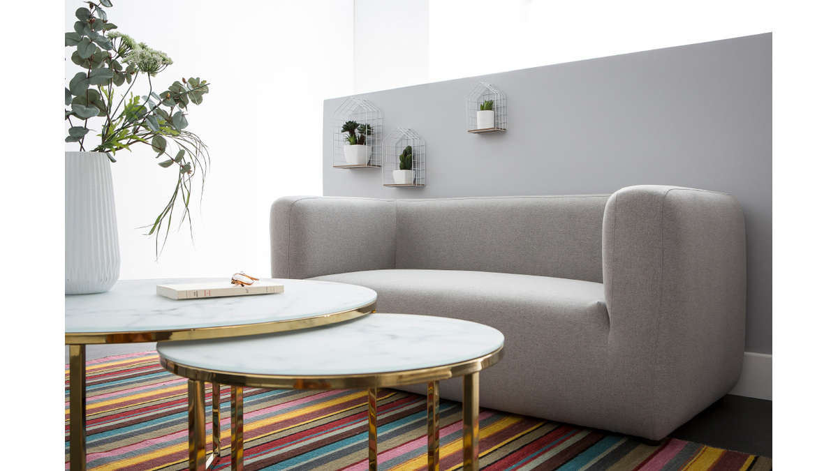 2-Sitzer-Design-Sofa BACIO aus grauem Stoff