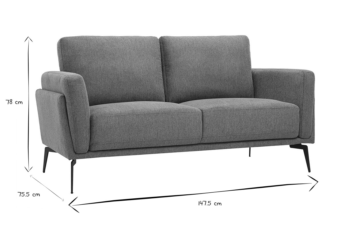 Abmessungen des Design-Zweisitzer-Sofas in Schwarz und Wei�: H�he 78 cm, Breite 147,5 cm, Tiefe 75,5 cm.