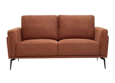 2-Sitzer-Designsofa aus Stoff mit strukturiertem Samteffekt in gebrannter Erde und schwarzem Metall MOSCO