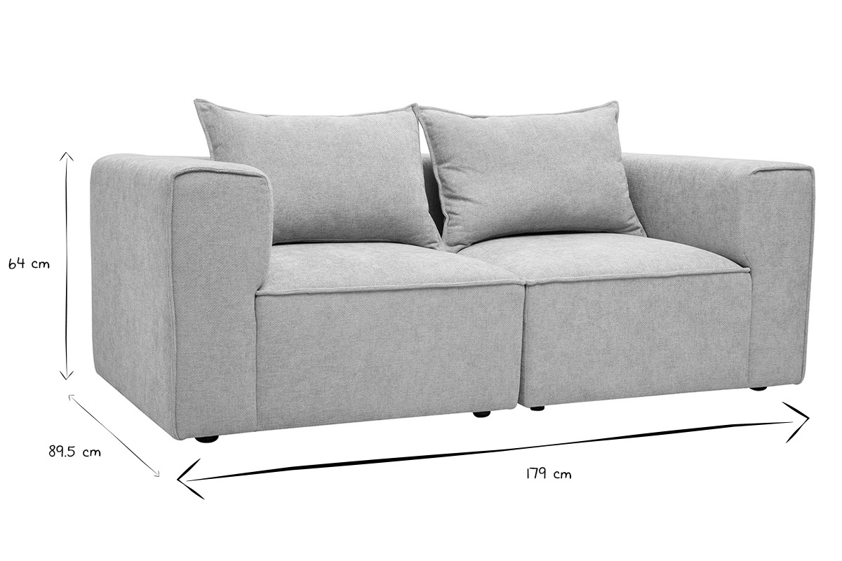 Abmessungen des modularen Sofas KERRY: B89,5 x T89,5 x H64 cm in Schwarz und Wei�.