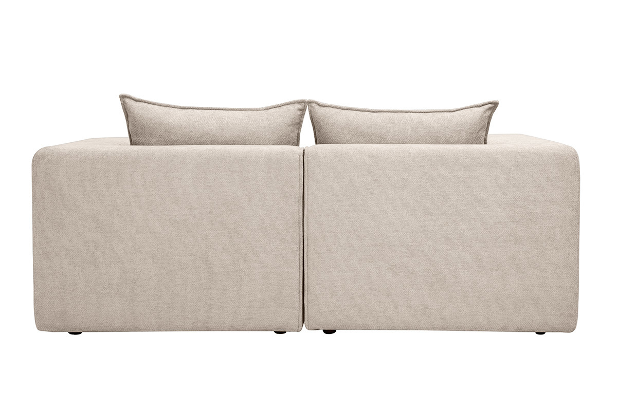 Modulares 2-Sitzer-Sofa aus beigem Stoff, R�ckansicht mit Kissen