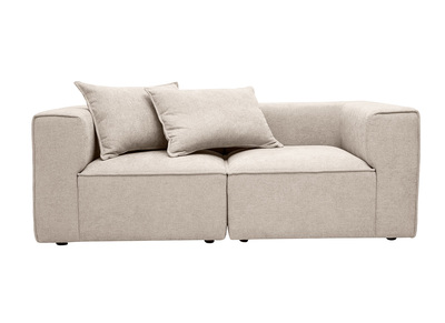 2-Sitzer modulares Sofa aus strukturiertem Samtoptik-Gewebe in Beige KERRY