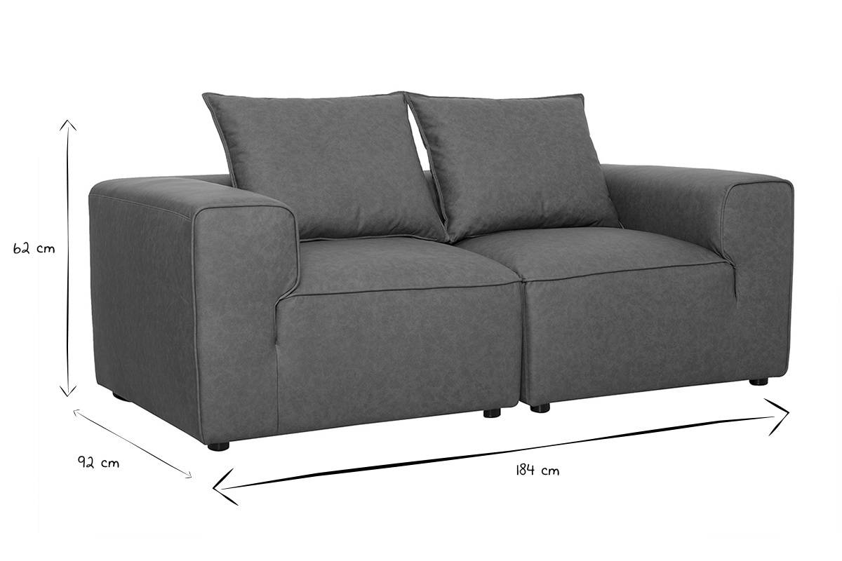 2-Sitzer-Modulsofa aus braunem Leder FERGUS
