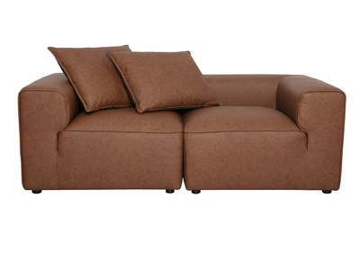 2-Sitzer-Modulsofa aus braunem Leder FERGUS