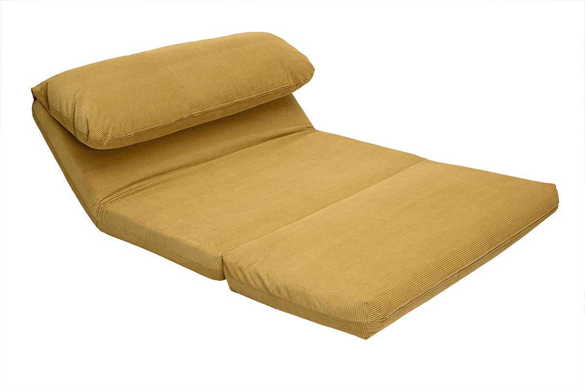 2-Sitzer Schlafsessel aus gelbem Curry-Cordstoff SPENCER