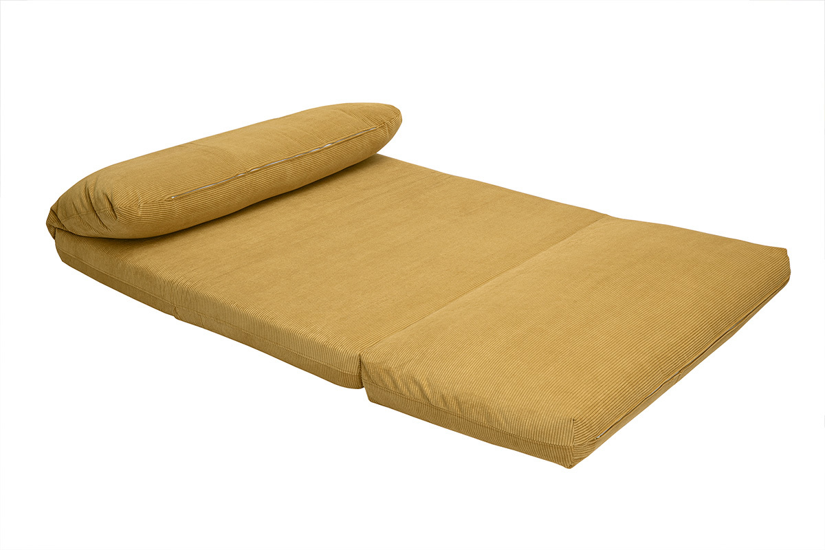 2-Sitzer Schlafsessel aus gelbem Curry-Cordstoff SPENCER