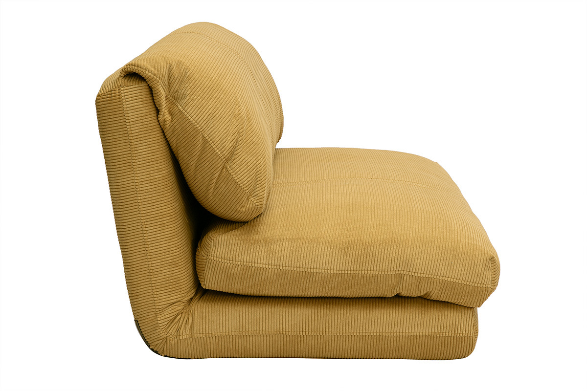 2-Sitzer Schlafsessel aus gelbem Curry-Cordstoff SPENCER