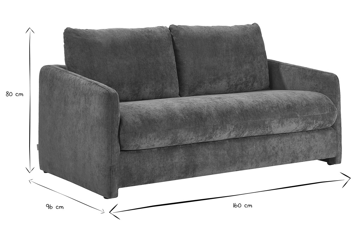 Abmessungen des 2-Sitzer-Schlafsofas, in Schwarz und Wei�, B 160 x T 96 x H 80 cm.