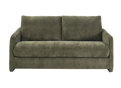 2-Sitzer-Schlafsofa aus strukturiertem Samtoptik-Stoff in Khaki-Gr&uuml;n PAULIN