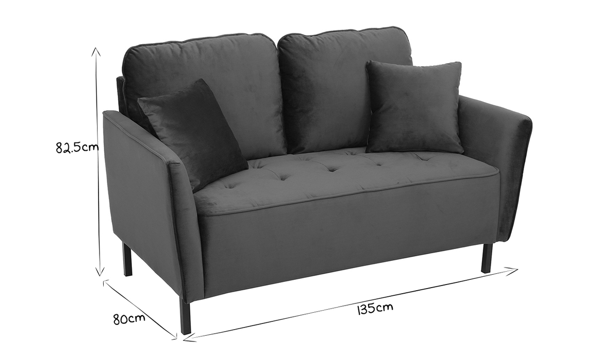 2-Sitzer-Sofa aus blauem Samt BEKA