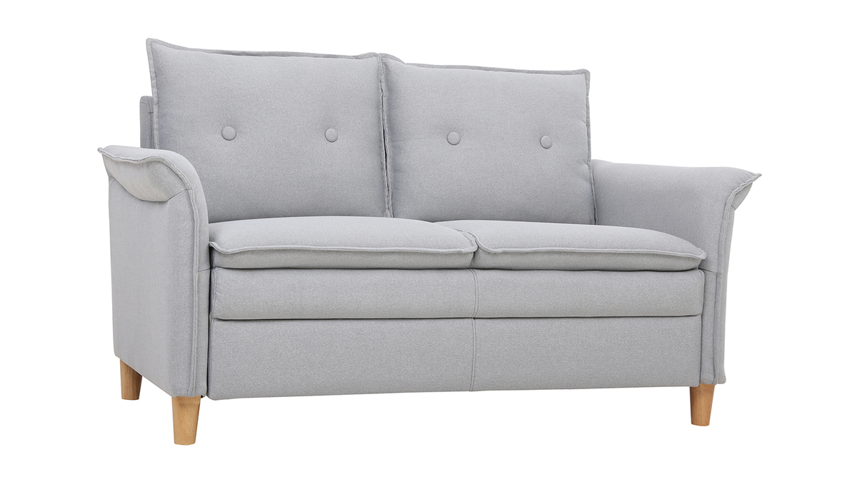 2-Sitzer-Sofa aus hellgrauem Stoff CLIFF