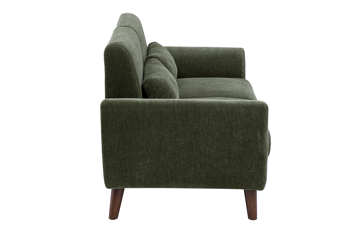 2-Sitzer-Sofa aus Stoff mit strukturierter Samtoptik in Khaki-Gr�n, Seitenansicht