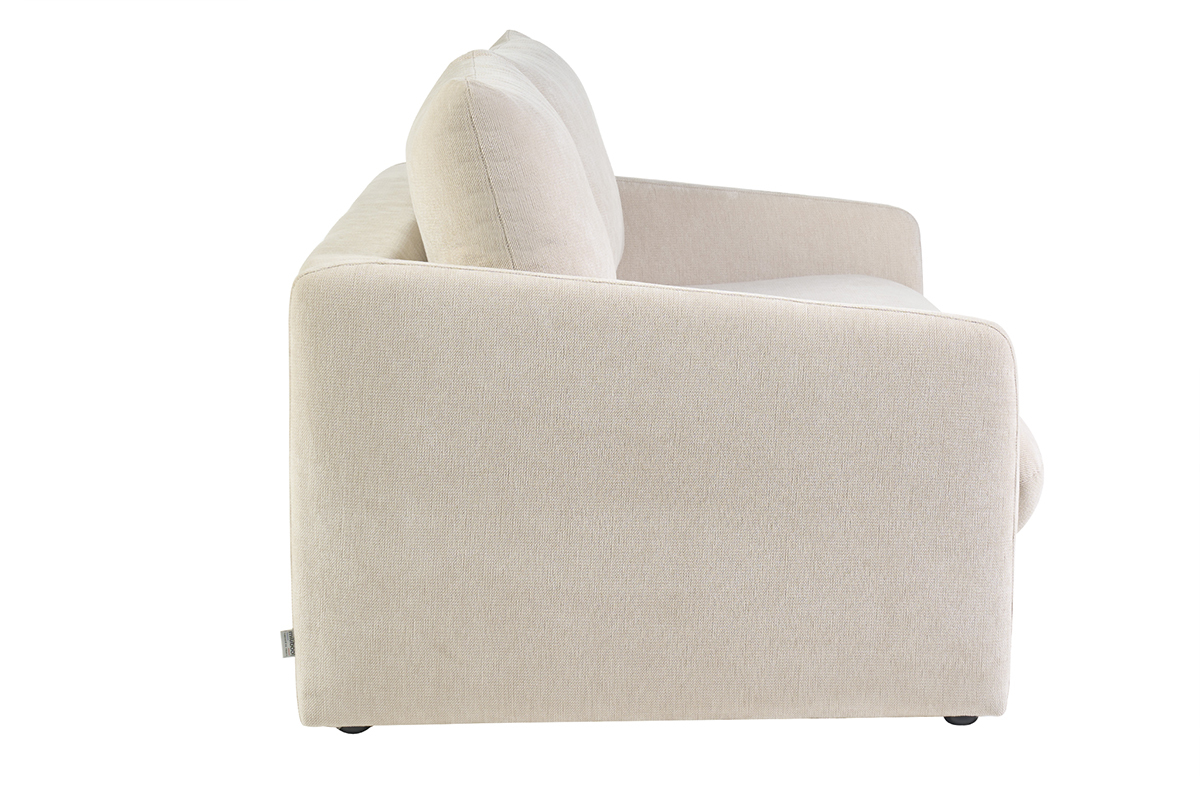 2-Sitzer-Sofa aus Stoff mit strukturiertem Samteffekt in Beige PAULIN, Seitenansicht.