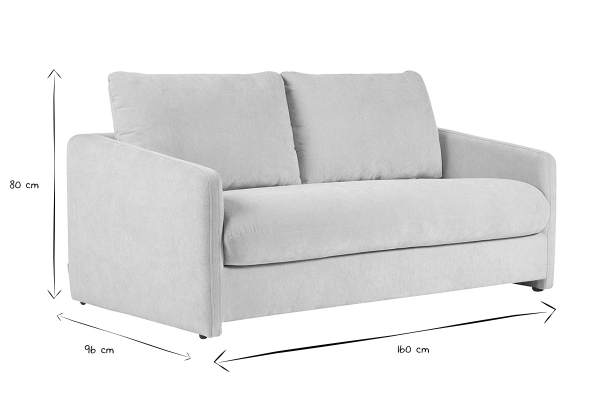 Ma�e des 2-Sitzer-Sofas PAULIN in Schwarz und Wei�: B160 x T96 x H80 cm.