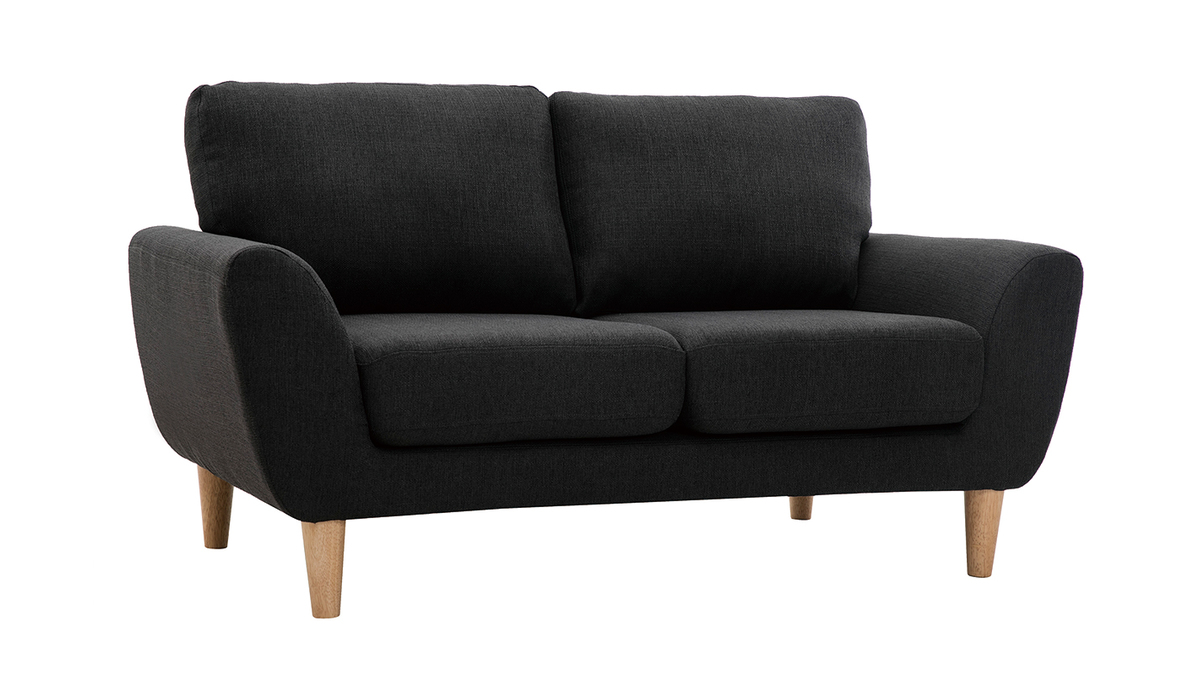 2-Sitzer Sofa mit Stoffbezug in dunkelgrauer ALICE