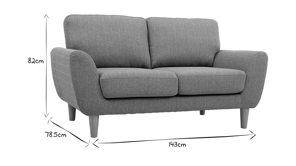 2-Sitzer Sofa mit Stoffbezug in Hellgrau ALICE